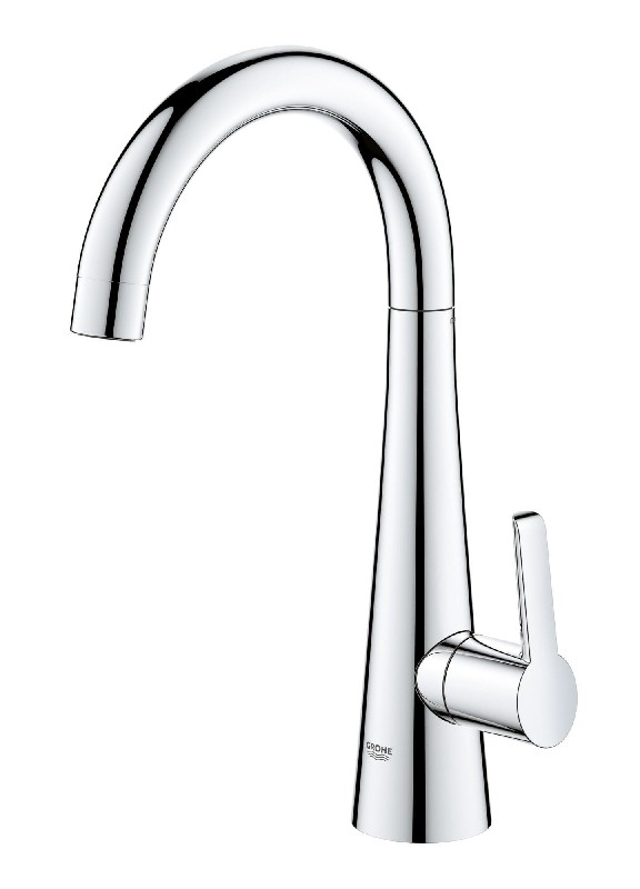 GROHE 31608 BLUE 14 1/2 INCH DECK MOUNT SINGLE HOLE AND SINGLE HANDLE PULL OUT SINGLE SPRAY KITCHEN FAUCET WITH CHILLED AND SPARKLING WATER