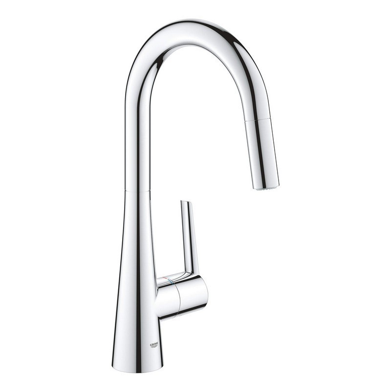 GROHE 322263 GROHE ZEDRA 15 3/4 INCH DECK MOUNT SINGLE HOLE AND SINGLE HANDLE PULL DOWN DUAL SPRAY KITCHEN FAUCET