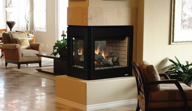 SUPERIOR DRF35PFDEN 38 3/4 INCH DIRECT VENT PENINSULA NATURAL GAS FIREPLACE - BLACK