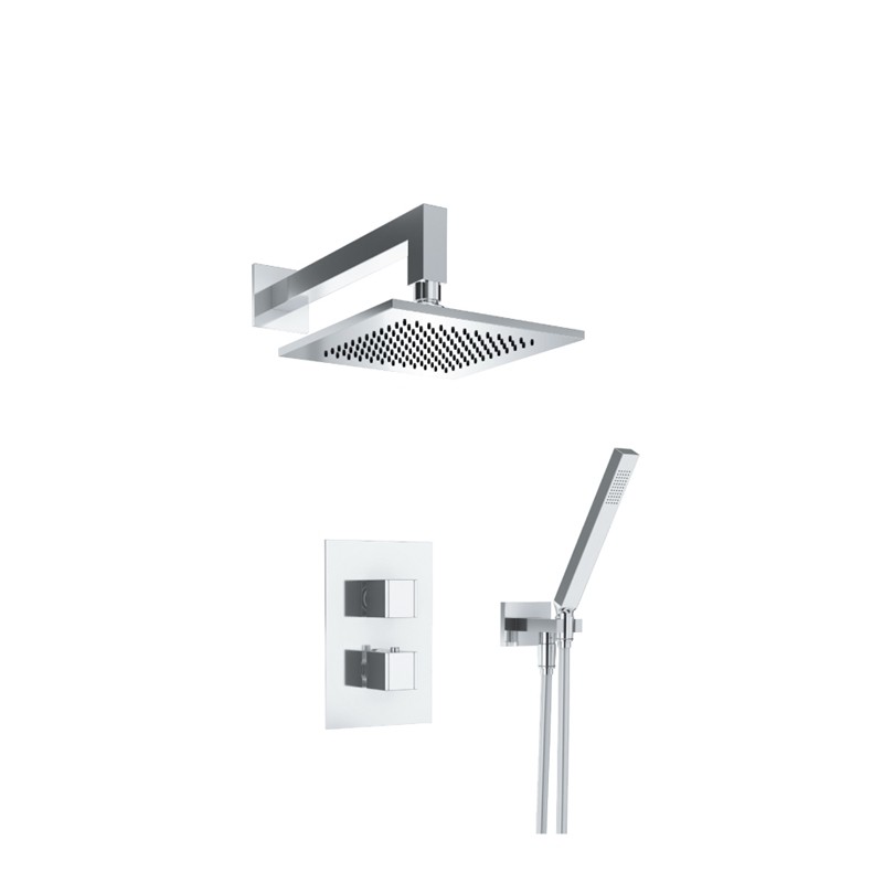 ISENBERG 150.7050CP SERIE 150 SHOWER SET WITH SHOWER HEAD, HAND SHOWER, THERMOSTATIC VALVE AND TRIM - CHROME