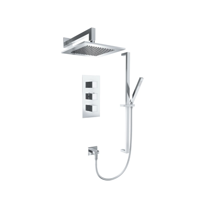 ISENBERG 150.7200CP SERIE 150 SHOWER SET WITH 10 INCH SHOWER HEAD, HAND SHOWER, SLIDE BAR, THERMOSTATIC VALVE AND TRIM - CHROME