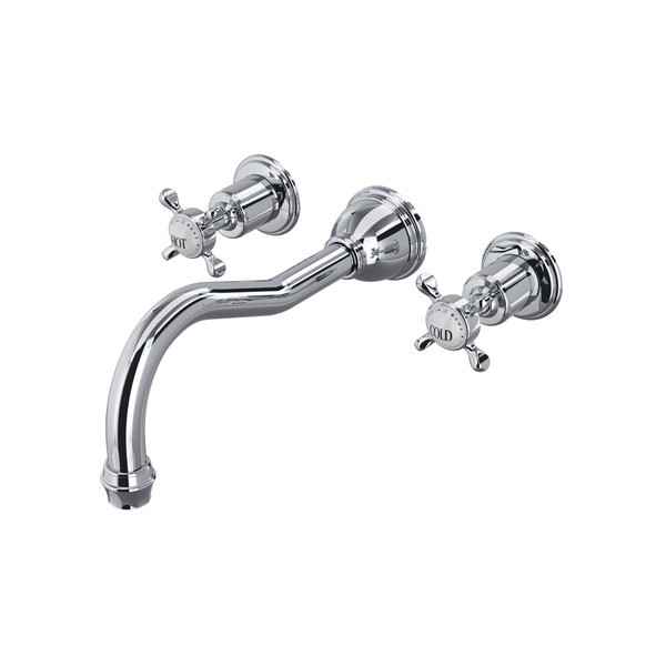 ROHL U.3781X/TO EDWARDIAN THREE HOLES WALL MOUNT COLUMN SPOUT TUB FILLER WITH CROSS HANDLE