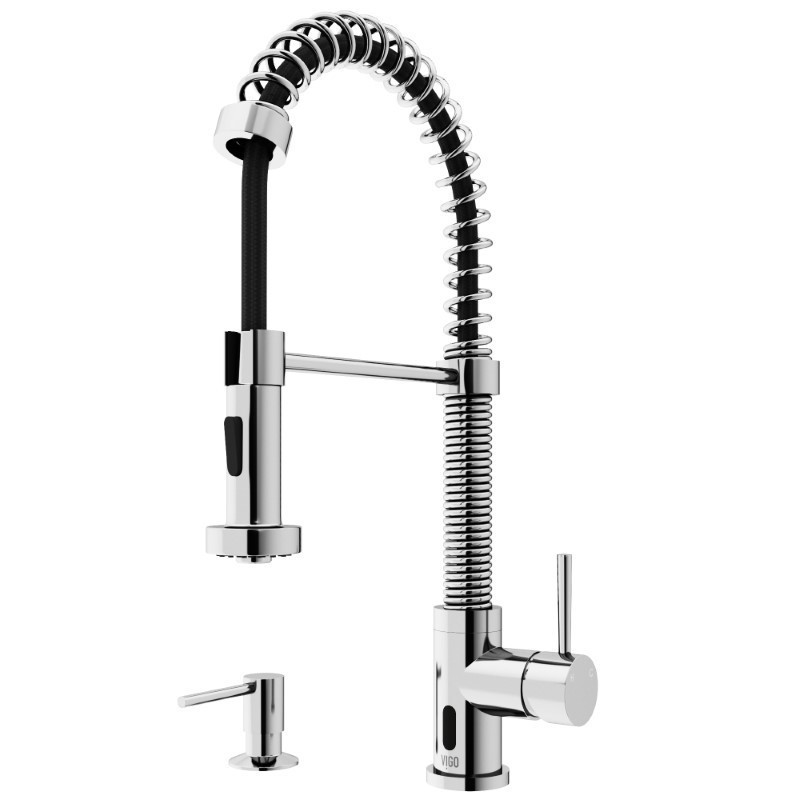 VIGO VG02001SK2 EDISON 1.8 GPM TOUCHLESS PULL DOWN KITCHEN FAUCET WITH SMART SENSOR AND SOAP DISPENSER