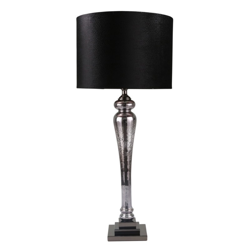 SAGEBROOK HOME 50388 16 INCH GLASS PILLAR TABLE LAMP - MERCURY BLACK