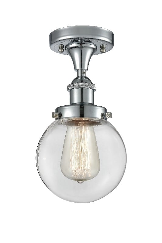 INNOVATIONS LIGHTING 916-1C-G202-6 BALLSTON BEACON 1 LIGHT 6 INCH CLEAR GLASS SEMI-FLUSH MOUNT CEILING LIGHT