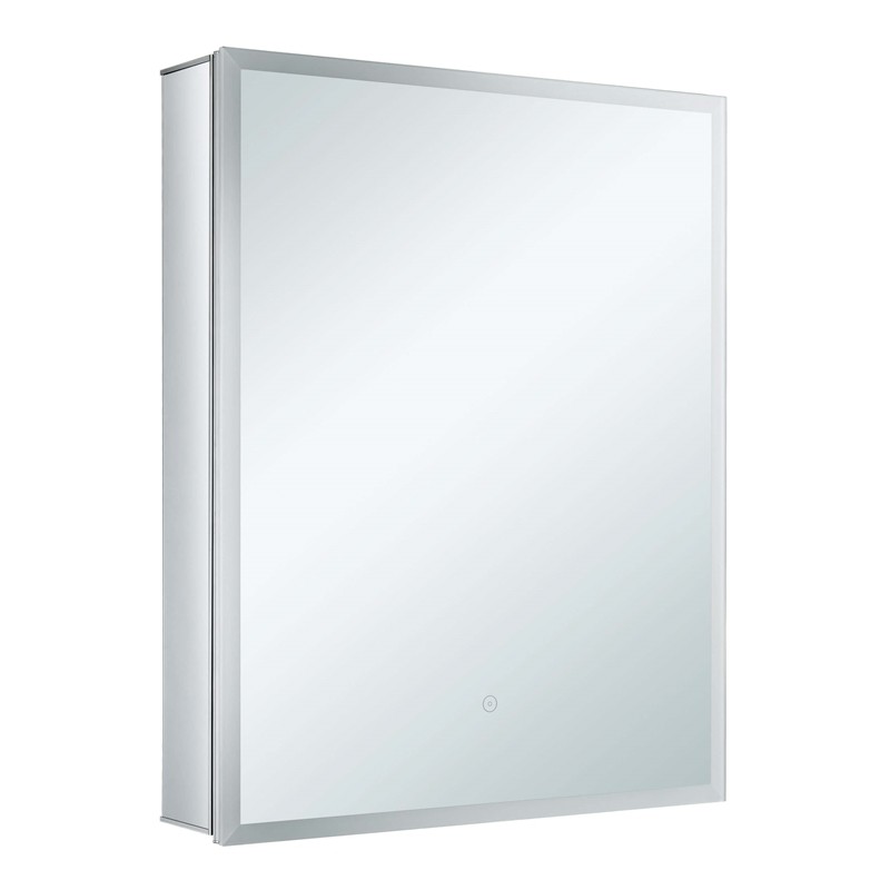 FINE FIXTURES AME2430-L AURA 24 INCH X 30 INCH LEFT HAND ALUMINUM MEDICINE CABINET WITH FRAMED LED