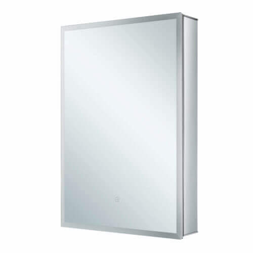 FINE FIXTURES AME2436-L AURA 24 INCH X 36 INCH LEFT HAND ALUMINUM MEDICINE CABINET WITH FRAMED LED