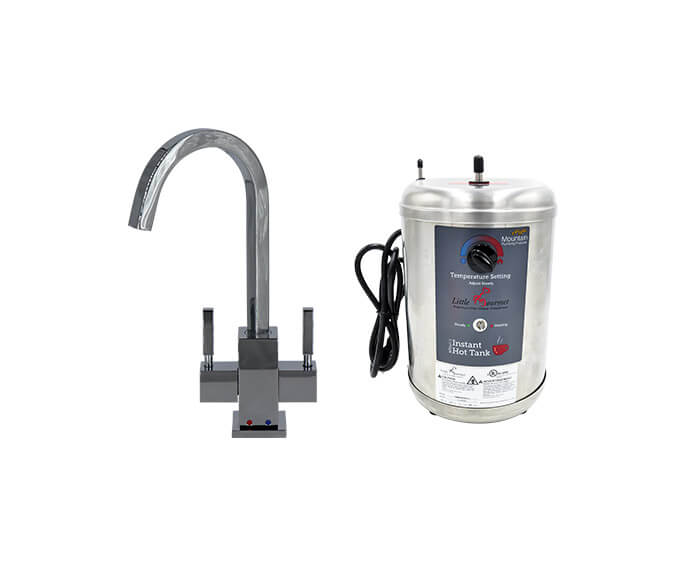 MOUNTAIN PLUMBING MT1881DIY-NL FRANCIS ANTHONY 9 1/2 INCH MINI SQUARE HOT AND COLD FAUCET WITH TANK