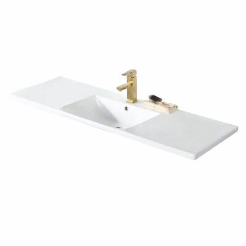 FINE FIXTURES VT4818W8 SHAWBRIDGE 47 1/2 INCH DRILLED VANITY TOP WITH GRAND SINK AND 8 INCH CENTERSET FAUCET HOLES - WHITE
