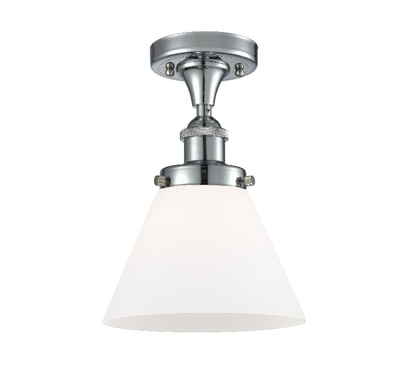 INNOVATIONS LIGHTING 916-1C-G41 BALLSTON LARGE CONE 1 LIGHT 8 INCH MATTE WHITE GLASS SEMI-FLUSH MOUNT CEILING LIGHT