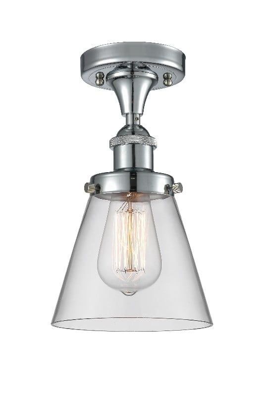 INNOVATIONS LIGHTING 916-1C-G62 BALLSTON SMALL CONE 1 LIGHT 6 INCH CLEAR GLASS SEMI-FLUSH MOUNT CEILING LIGHT