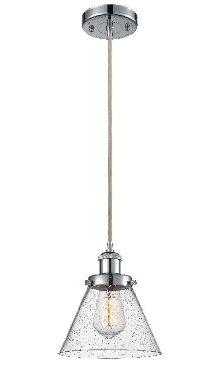 INNOVATIONS LIGHTING 916-1P-G44 BALLSTON LARGE CONE 1 LIGHT 8 INCH SEEDY GLASS MINI PENDANT