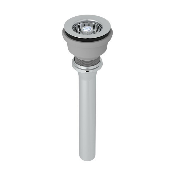 ROHL 9664 3 3/8 INCH MANUAL MINI BASKET STRAINER WITH LOGO BRANDED WHITE PORCELAIN PULL KNOB AND REDUCING FLANGED TAILPIECE