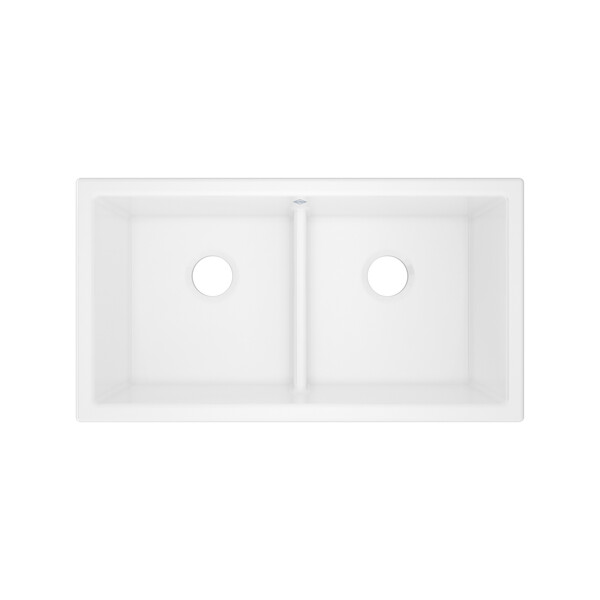 ROHL MSUM3318LD SHAKER DOUBLE BOWL UNDERMOUNT FIRECLAY KITCHEN SINK