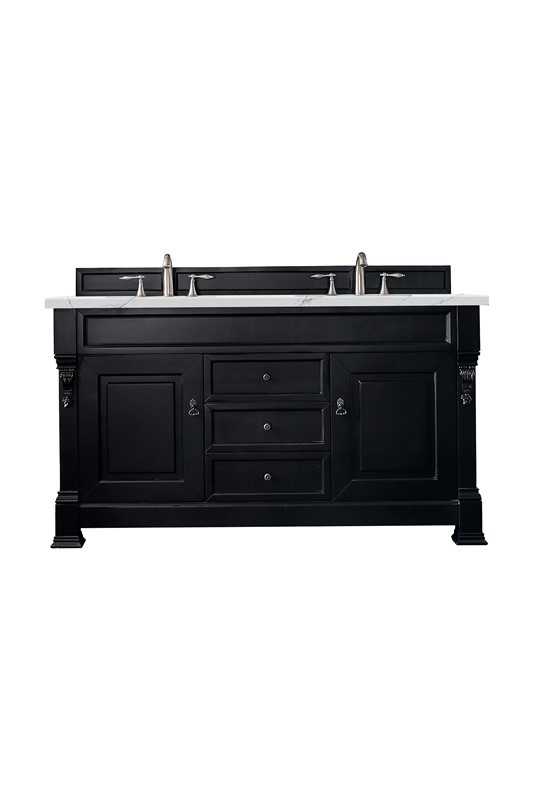 JAMES MARTIN 147-114-5631-3ENC BROOKFIELD 60 INCH DOUBLE VANITY CABINET WITH ETHEREAL NOCTIS QUARTZ TOP - ANTIQUE BLACK