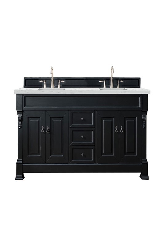 JAMES MARTIN 147-114-5731-3ENC BROOKFIELD 72 INCH DOUBLE VANITY CABINET WITH ETHEREAL NOCTIS QUARTZ TOP - ANTIQUE BLACK