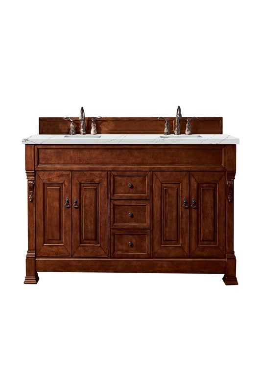 JAMES MARTIN 147-114-5781-3ENC BROOKFIELD 72 INCH DOUBLE VANITY CABINET WITH ETHEREAL NOCTIS QUARTZ TOP - WARM CHERRY