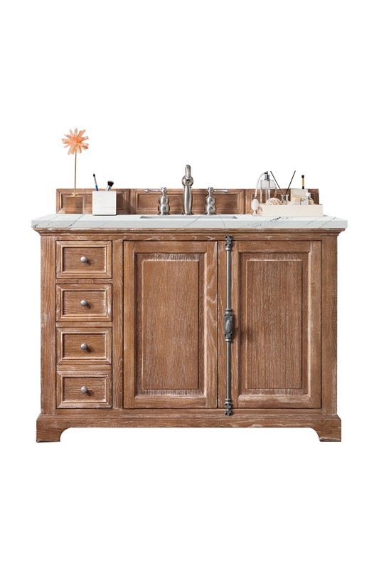 JAMES MARTIN 238-105-5211-3ENC PROVIDENCE 48 INCH SINGLE VANITY CABINET WITH ETHEREAL NOCTIS QUARTZ TOP - DRIFTWOOD