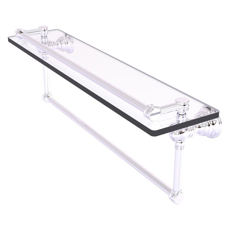 ALLIED BRASS CL-1-22TB-GAL CAROLINA 22 INCH GALLERY GLASS SHELF WITH INTEGRATED TOWEL BAR