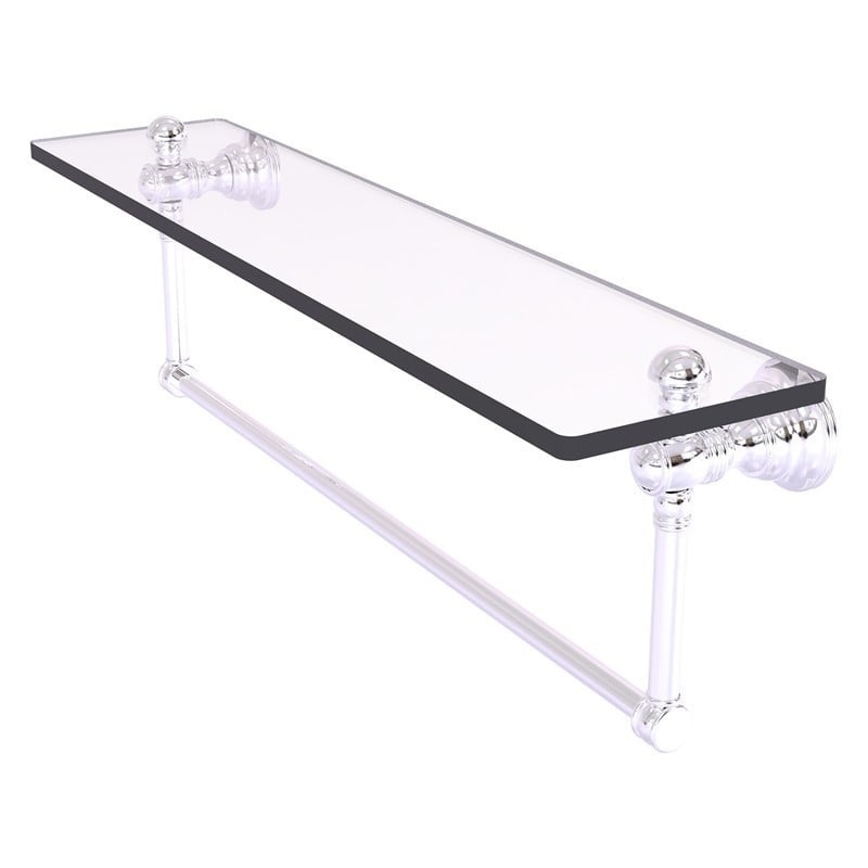 ALLIED BRASS CL-1-22TB CAROLINA 22 INCH GLASS SHELF WITH INTEGRATED TOWEL BAR