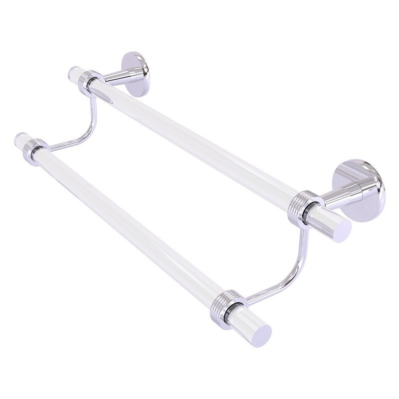 ALLIED BRASS CV-72G-18 CLEARVIEW 22 INCH DOUBLE TOWEL BAR WITH GROOVED ACCENTS
