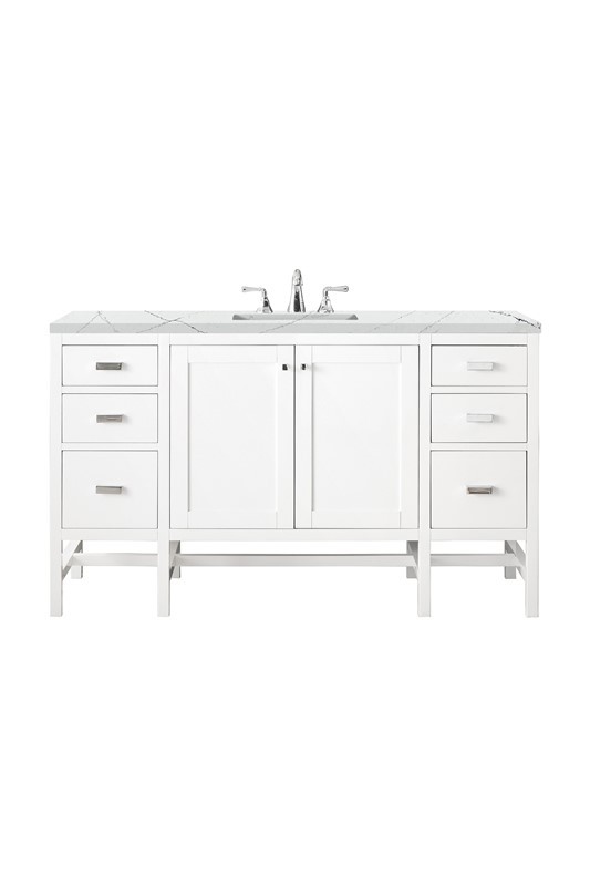 JAMES MARTIN E444-V60S-GW-3ENC ADDISON 60 INCH SINGLE VANITY CABINET WITH ETHEREAL NOCTIS TOP - GLOSSY WHITE