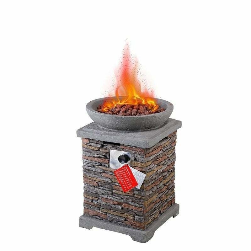 DIRECT WICKER HNGYGO-JW00455301 20 1/8 INCH OUTDOOR GAS FIREPIT TABLE WITH FIRE BOWL - BROWN
