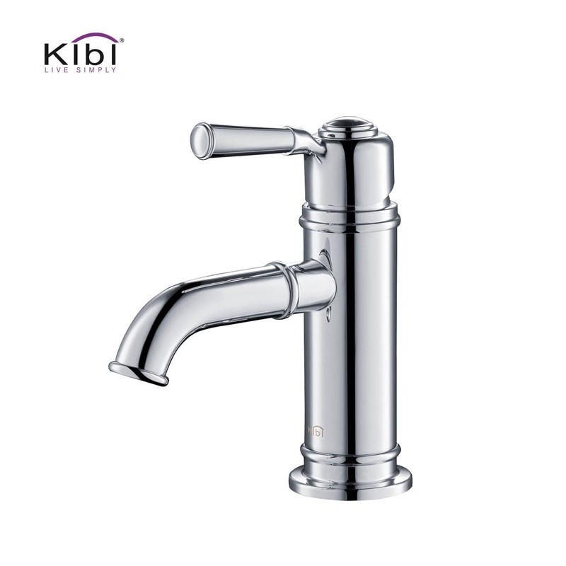 KIBI USA KBF1012 VICTORIAN 7 1/4 INCH SINGLE HOLE DECK MOUNTED SOLID BRASS SINGLE HANDLE BATHROOM VANITY SINK FAUCET WITH WATER HOSE