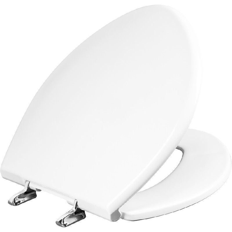 BEMIS 1000CPT 000 19 1/8 INCH ELONGATED PARAMONT PLASTIC TOILET SEAT WITH CHROME HINGE AND STA-TITE - WHITE