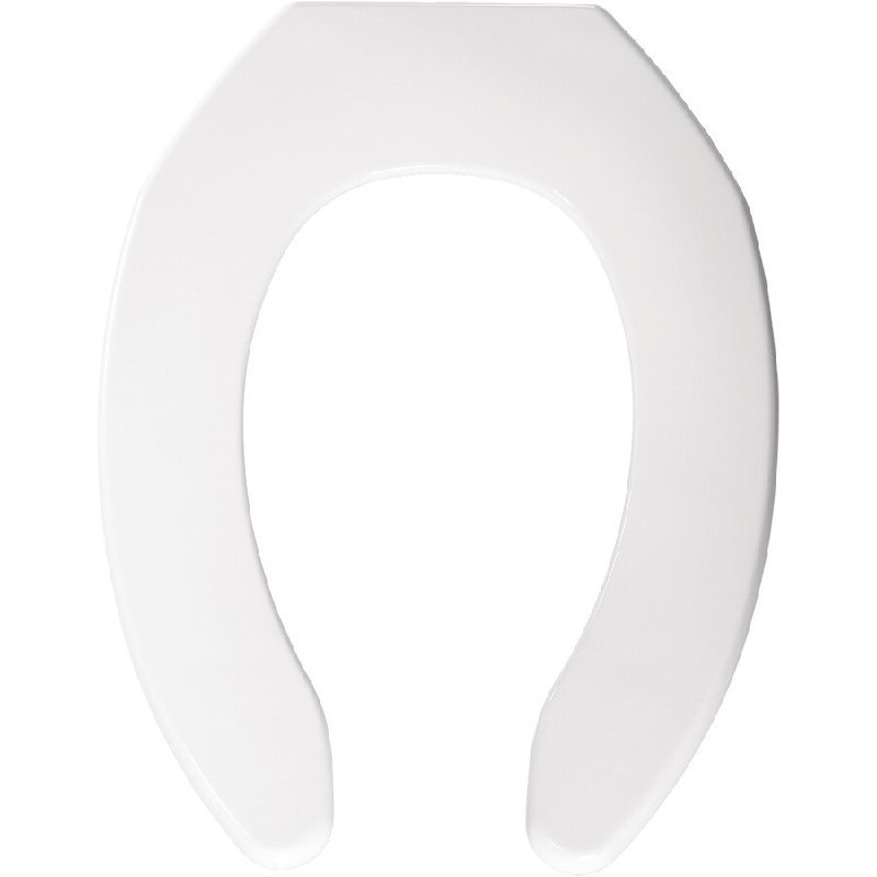 BEMIS 1055 000 18 1/8 INCH ELONGATED PLASTIC OPEN FRONT LESS COVER TOILET SEAT WITH CHECK HINGE - WHITE
