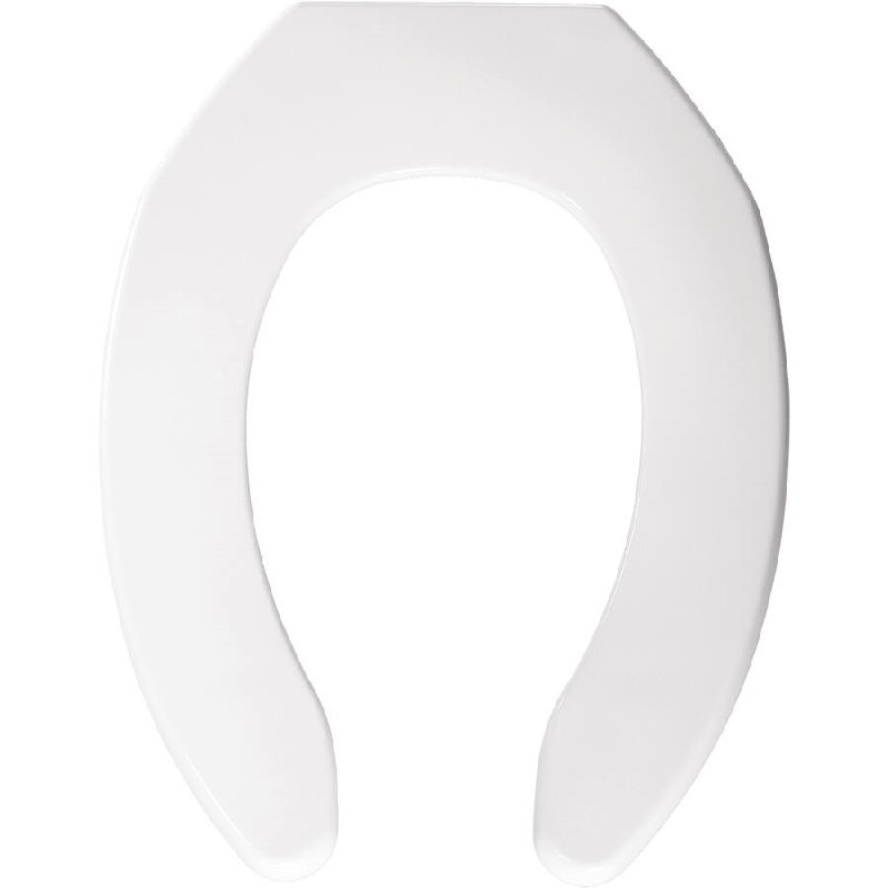 BEMIS 1055SSC 000 18 1/8 INCH ELONGATED PLASTIC OPEN FRONT LESS COVER TOILET SEAT WITH SELF-SUSTAINING CHECK HINGE - WHITE