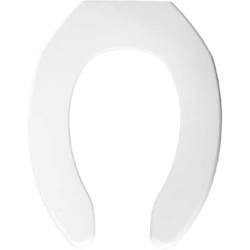 BEMIS 1055TK 000 18 1/8 INCH ELONGATED PLASTIC OPEN FRONT LESS COVER TOILET SEAT WITH SELF-SUSTAINING CHECK HINGE - WHITE