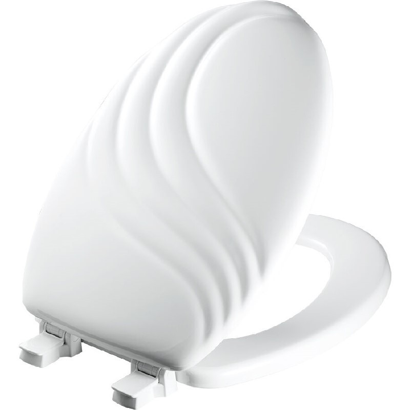 BEMIS 127ECA 000 MAYFAIR 18 7/8 INCH ELONGATED ENAMELED WOOD SWIRL DESIGN TOILET SEAT WITH STA-TITE SEAT FASTENING SYSTEM, EASY-CLEAN AND CHANGE HINGE - WHITE