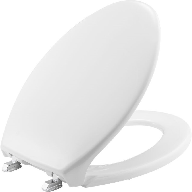 BEMIS 1900SS 000 18 3/4 INCH ELONGATED COMMERCIAL PLASTIC TOILET SEAT WITH SELF-SUSTAINING STAINLESS STEEL HINGE - WHITE