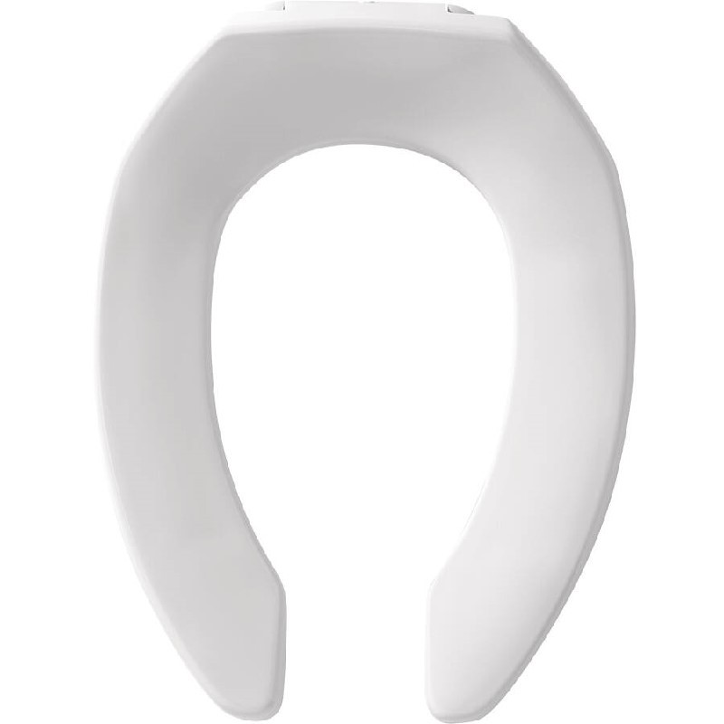 BEMIS 1955CT 18 5/8 INCH ELONGATED OPEN FRONT LESS COVER COMMERCIAL PLASTIC TOILET SEAT WITH STA-TITE CHECK HINGE