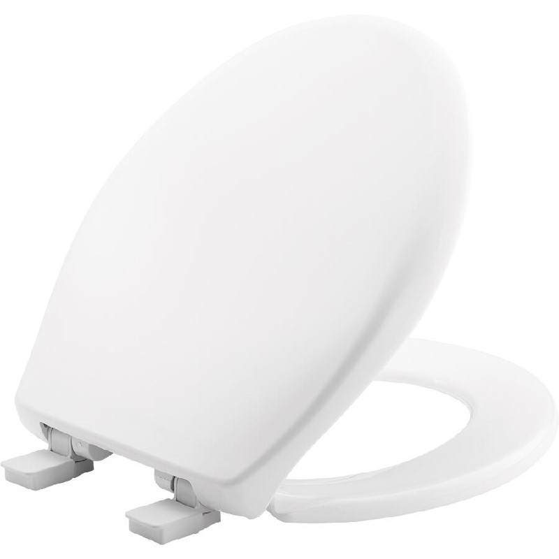 BEMIS 200E4 AFFINITY 16 7/8 INCH ROUND PLASTIC TOILET SEAT WITH STA-TITE, EASY-CLEAN AND CHANGE, WHISPER-CLOSE, PRECISION SEAT FIT ADJUSTABLE HINGE AND SUPER GRIP BUMPERS