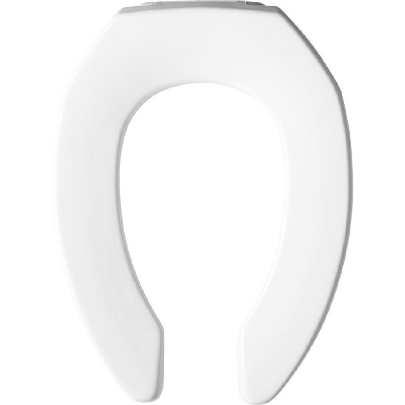 BEMIS 2155CT 000 18 5/8 INCH ELONGATED OPEN FRONT LESS COVER COMMERCIAL PLASTIC TOILET SEAT WITH STA-TITE CHECK HINGE AND DURAGUARD - WHITE