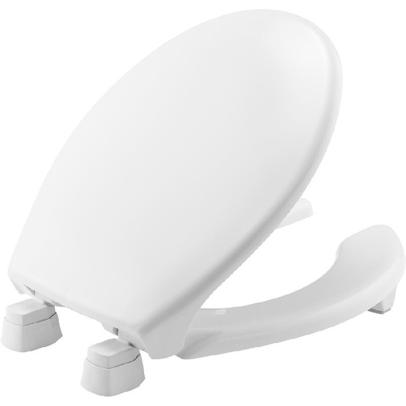 BEMIS 2L2050T 000 16 1/2 INCH ROUND MEDIC-AID OPEN FRONT PLASTIC TOILET SEAT WITH COVER, STA-TITE, DURAGUARD AND 2 INCH LIFTS - WHITE