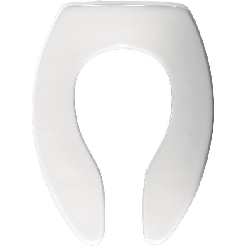 BEMIS 3155CT 000 18 1/2 INCH ELONGATED COMMERCIAL PLASTIC OPEN FRONT LESS COVER TOILET SEAT WITH STA-TITE CHECK HINGE AND DURAGUARD - WHITE