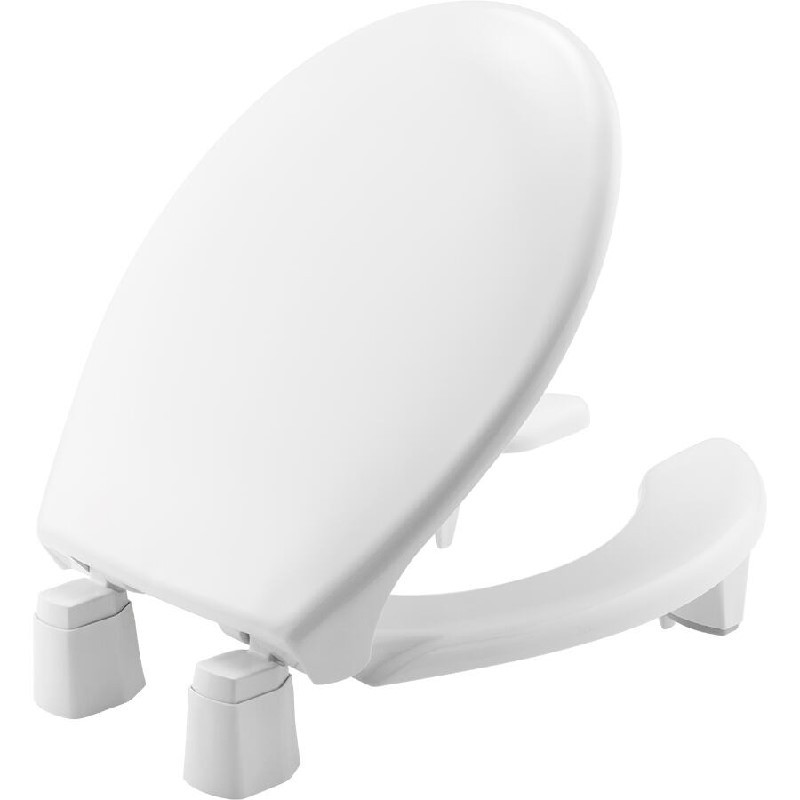 BEMIS 3L2050T 000 16 1/2 INCH ROUND MEDIC-AID OPEN FRONT PLASTIC TOILET SEAT WITH COVER, STA-TITE, DURAGUARD AND 3 INCH LIFTS - WHITE