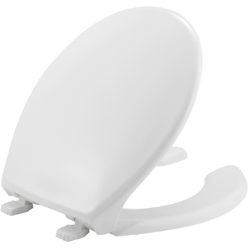 BEMIS 950 000 16 1/2 INCH ROUND OPEN FRONT COMMERCIAL PLASTIC TOILET SEAT WITH COVER AND TOP-TITE HINGE - WHITE