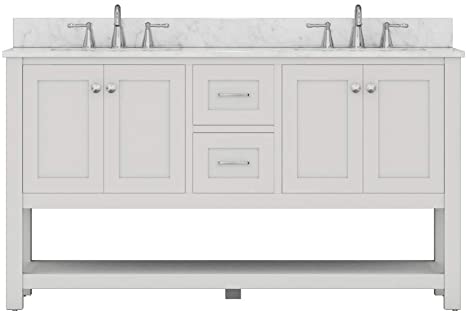 ALYA BATH HE-102-60D-CWMT WILMINGTON 60 INCH DOUBLE VANITY WITH CARRERA MARBLE TOP