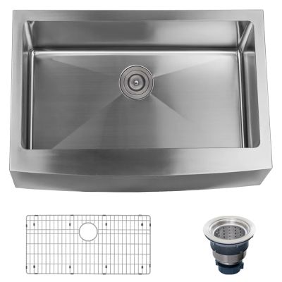 MISENO MNO163020F 30 INCH SINGLE BASIN UNDERMOUNT STAINLESS STEEL KITCHEN SINK WITH APRON FRONT - STAINLESS STEEL