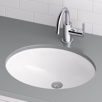 MISENO MNO1714OUBWH 19 1/2 INCH OVAL UNDERMOUNT BATHROOM SINK WITH FRONT OVERFLOW - BRIGHT WHITE