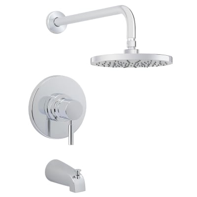 MISENO MTS-550425-R-CP MIA TUB AND SHOWER TRIM PACKAGE WITH SINGLE FUNCTION RAIN SHOWER HEAD - POLISHED CHROME
