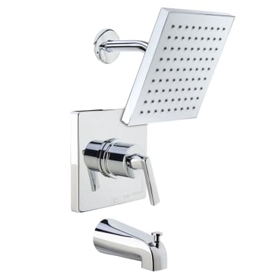 MISENO MTS-650625-S-CP ELYSA TUB AND SHOWER TRIM PACKAGE WITH SINGLE FUNCTION RAIN SHOWER HEAD - POLISHED CHROME