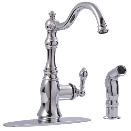 ULTRA FAUCETS UF1124 SIGNATURE 12 7/8 INCH DECK MOUNT SINGLE HANDLE KITCHEN FAUCET WITH SIDE-SPRAY