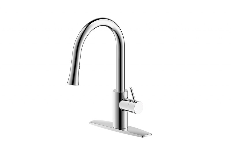 ULTRA FAUCETS UF1420 EURO 16 5/8 INCH DECK MOUNT SINGLE HANDLE KITCHEN FAUCET WITH PULL-DOWN SPRAY