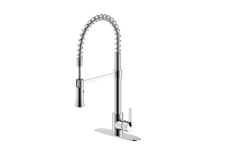 ULTRA FAUCETS UF1720 9 EURO 21 3/8 INCH DECK MOUNT SPRING SPOUT KITCHEN FAUCET WITH PULL-DOWN SPRAY