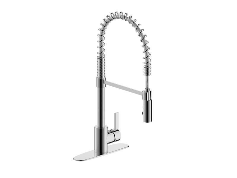 ULTRA FAUCETS UF1740 EURO 11 INCH DECK MOUNT SPRING SPOUT KITCHEN FAUCET WITH PULL-DOWN SPRAY
